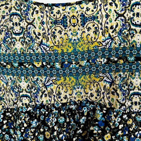 NWT One World Knee-Length Boho Floral Dress Tassels Smocking Women’s L - Picture 4 of 11